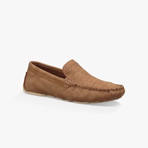 Ugg Henrick Stripe Perf Driver Men Moccasins Brown (4691URMBI)